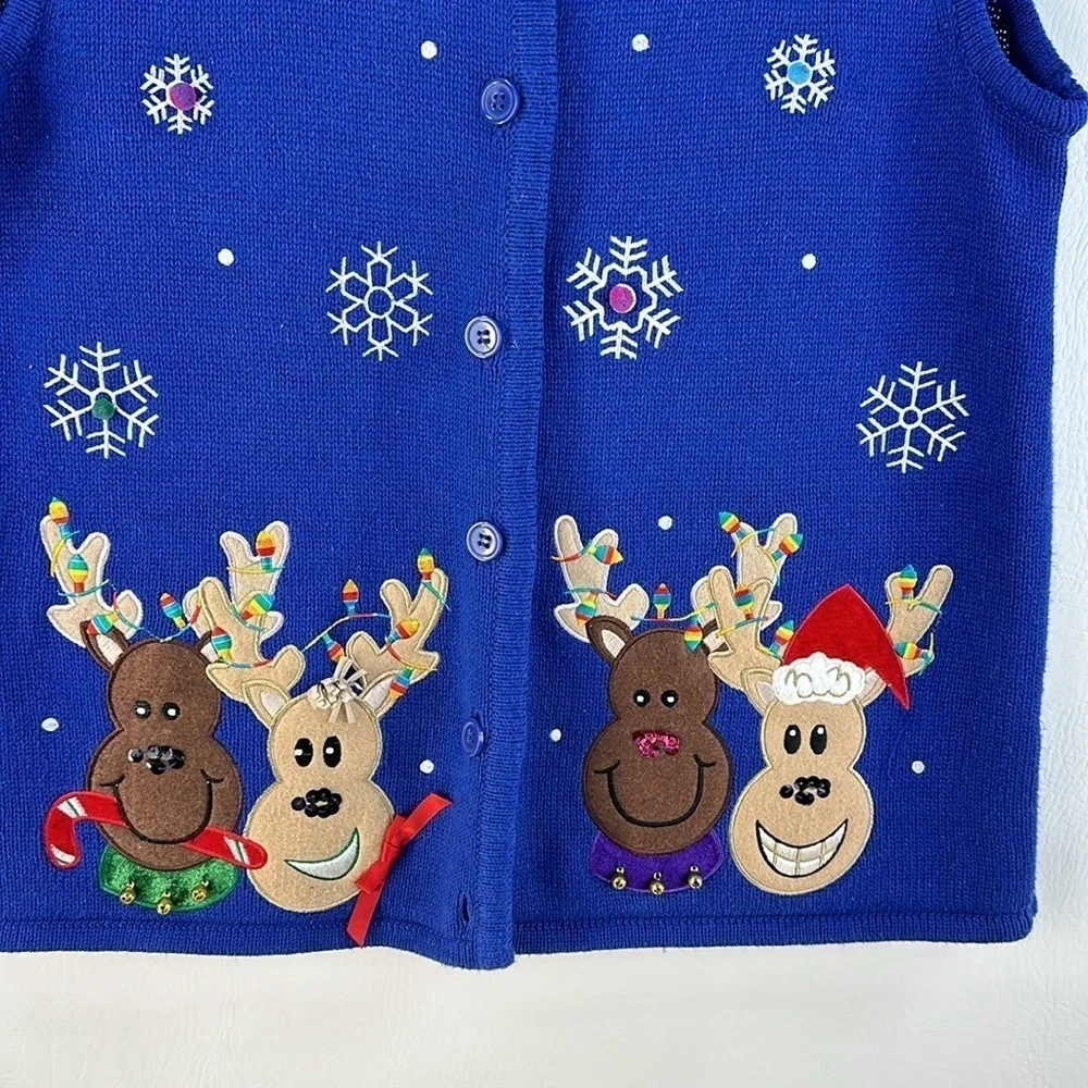 Rebecca Malone Reindeer Knit Vest, XL